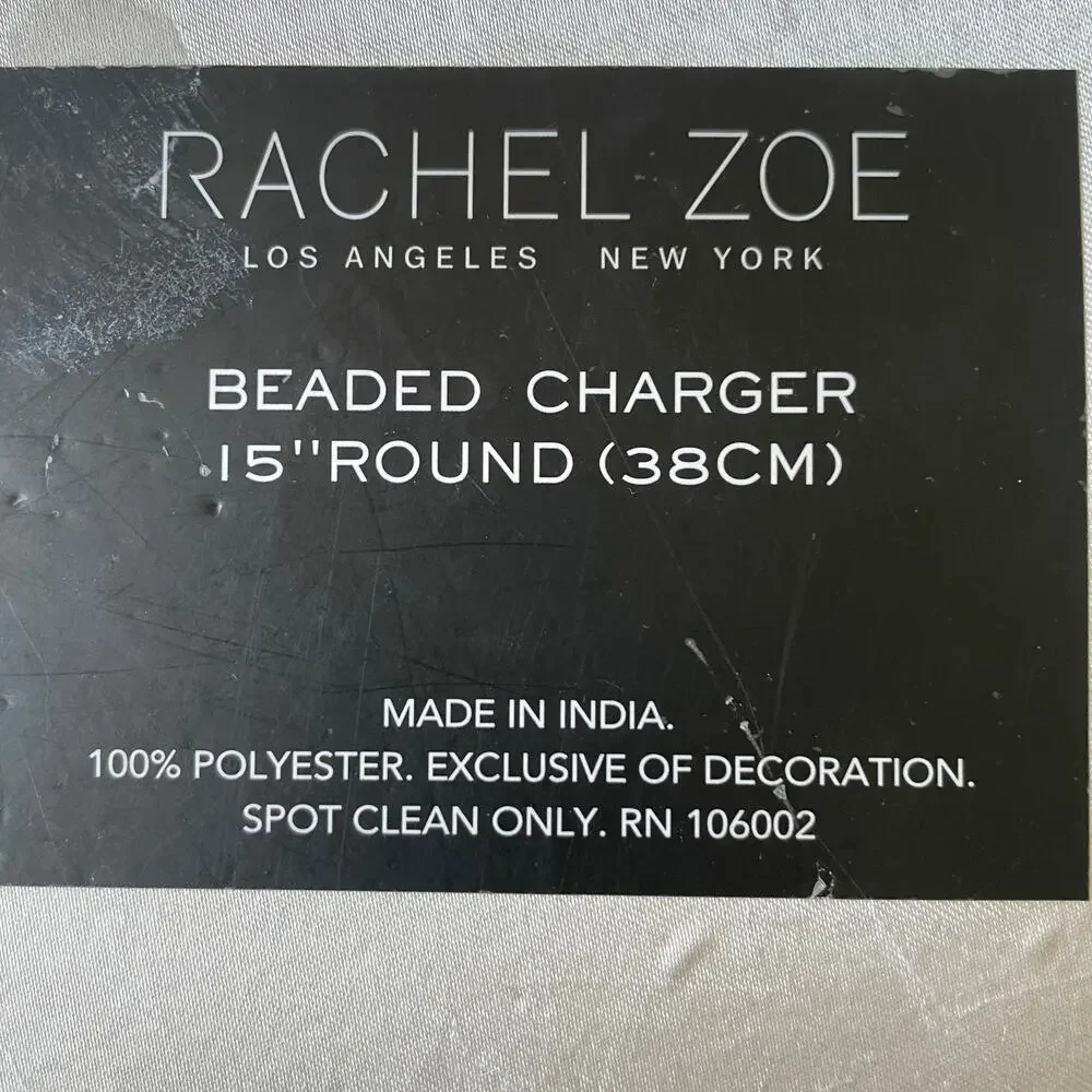 RACHEL ZOE Glass Hand Beaded Charger Placemat Bright Yellow & White Floral NEW